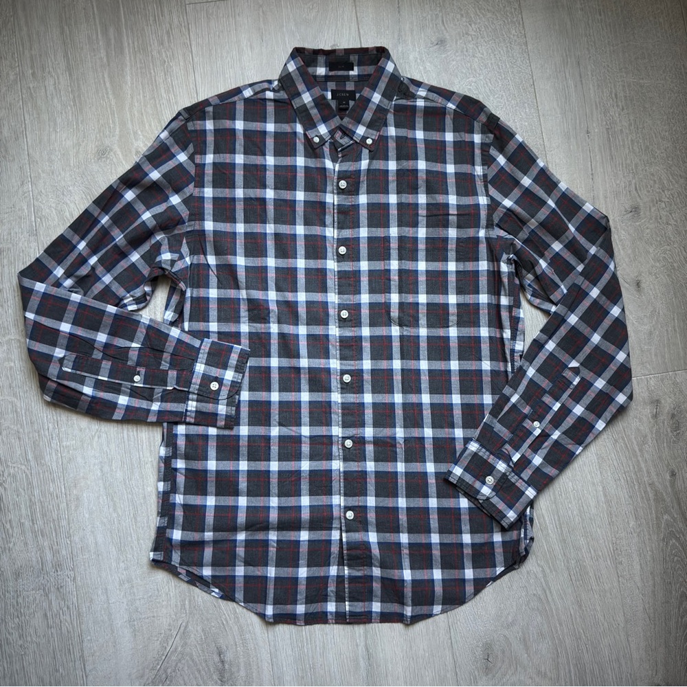 J. Crew Grey and Blue Casual Button Down Shirt